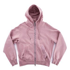 RARE TOM FORD Logo Hoodie Sweatshirt Full Zip GARMENT DYED Salmon Pink Boxy XL